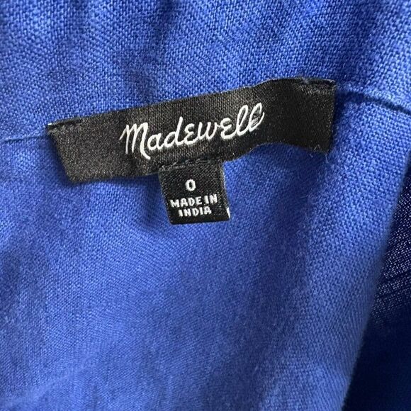Madewell Max Linen Mini Dress Blue Size 0 Summer Vacation Resort Vibes - Picture 8 of 9